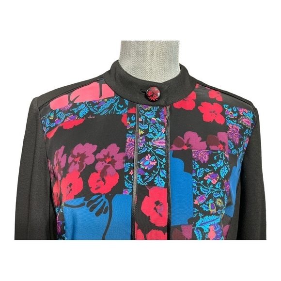 Coldwater Creek Petite M Colorful Floral Patchwork Mandarin Collar Jacket - Picture 7 of 13